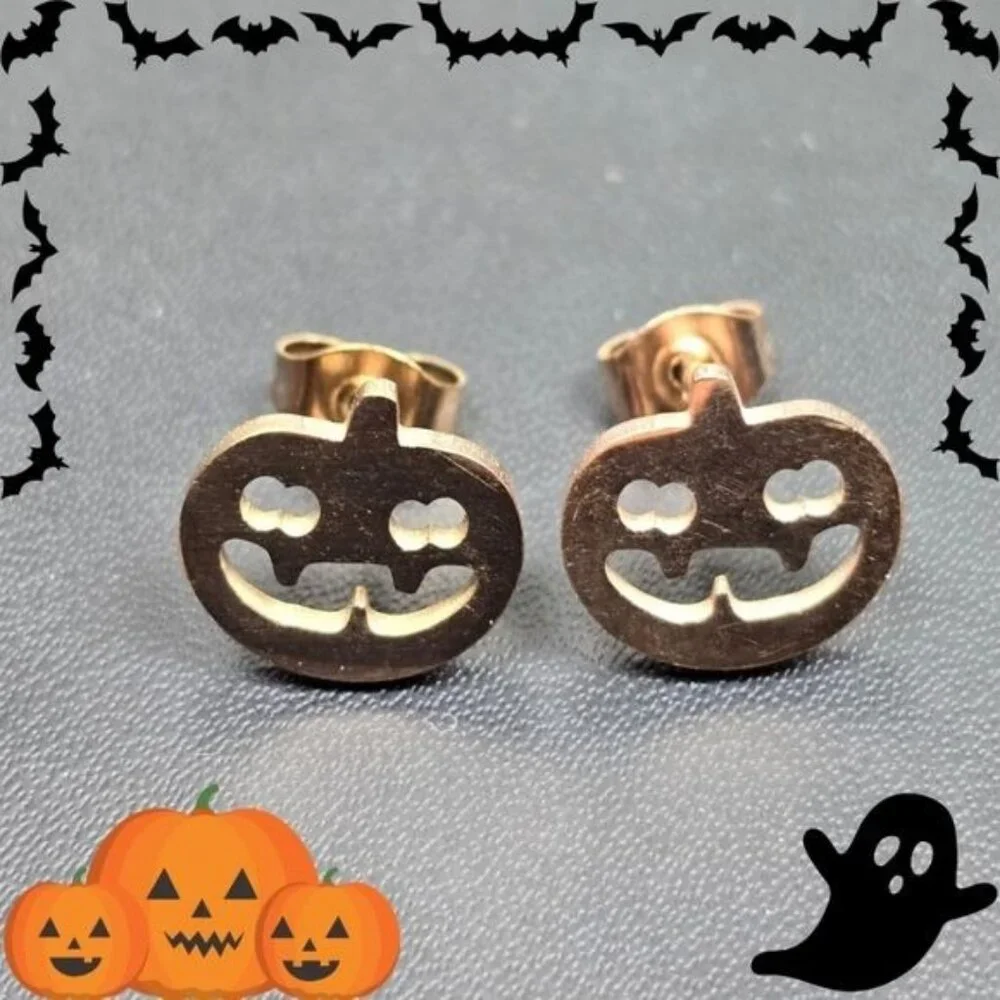 🎃‎ Rose Gold Jack-o'-lantern Earrings (NWOT)